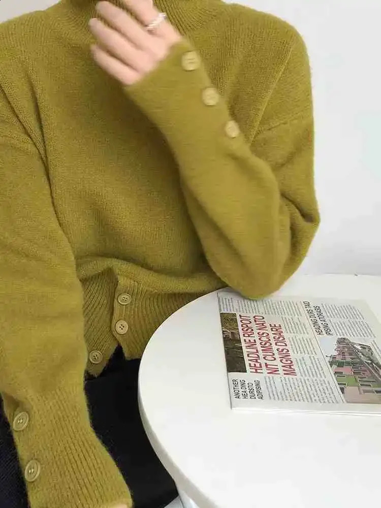 Autumn and Winter Knit Turtleneck Pullover Sweater n Sense of Niche Chic Unique Knitwear Solid Color Casual Top Women 250121
