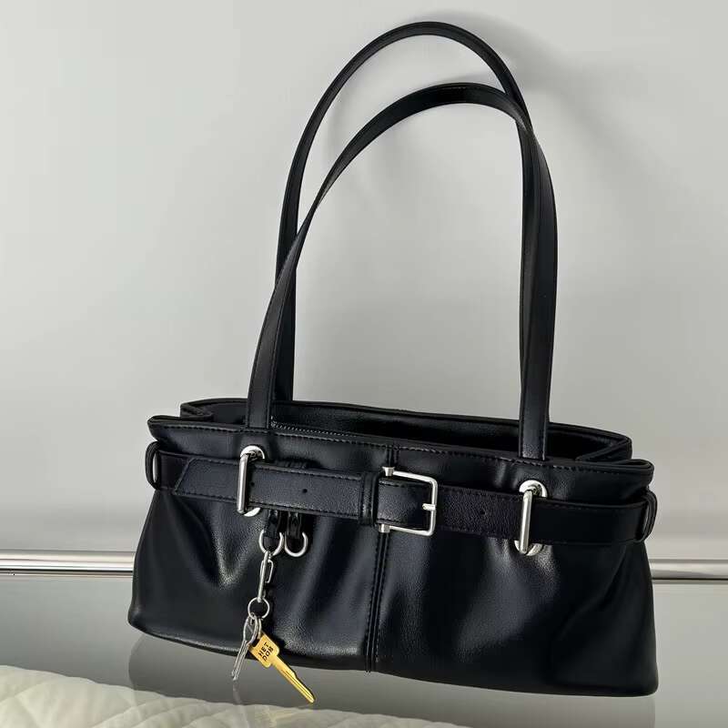 Jamhoo New Retro Versatile Underarm Shoulder Square Horizontal Handbag Wide Belt Strap Design Motorcycle Bag