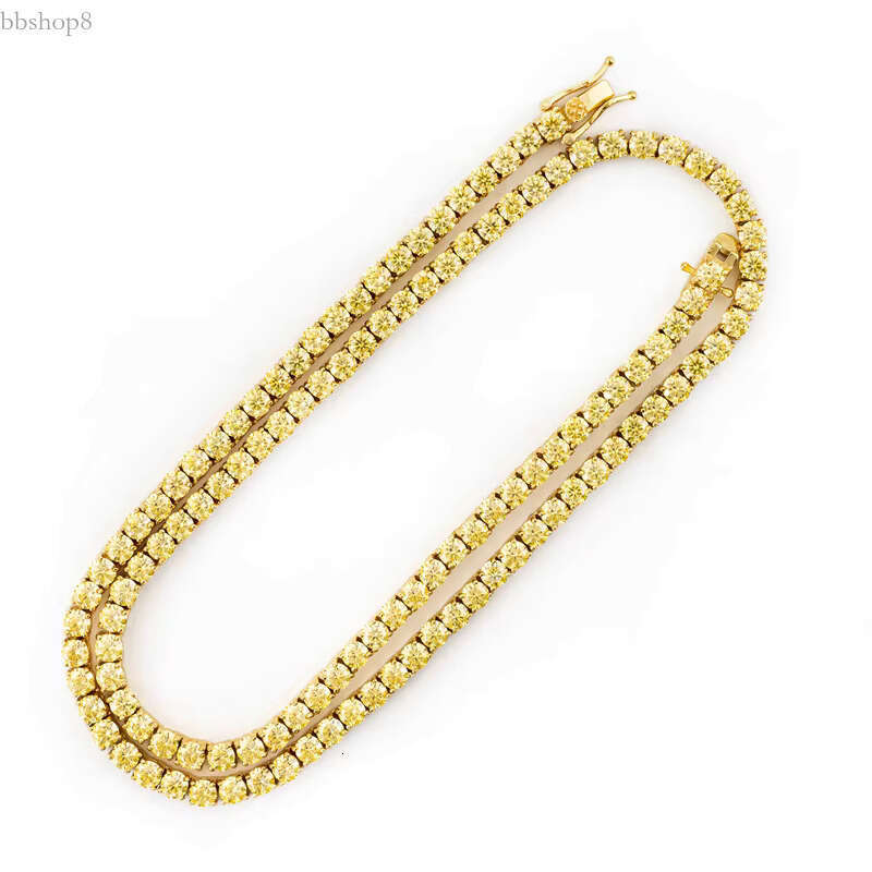 GRA certificated 3mm 4mm sterg sier gold plated champagne tennis moissanite chain
