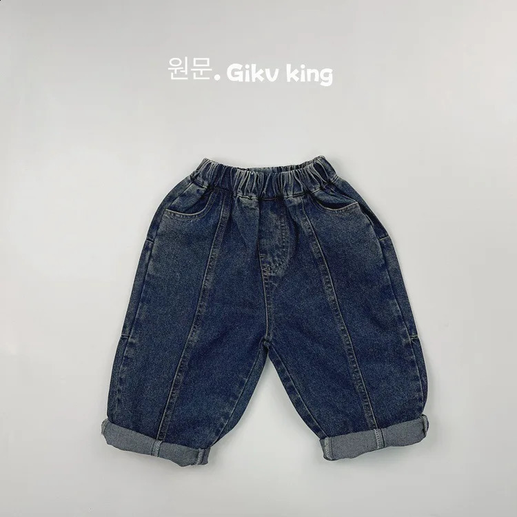 Spring Children Vintage Denim Trousers Toddler Boys Girls Loose Straight Leg Pants Kids Fashion Casual Versatile Jeans 250115