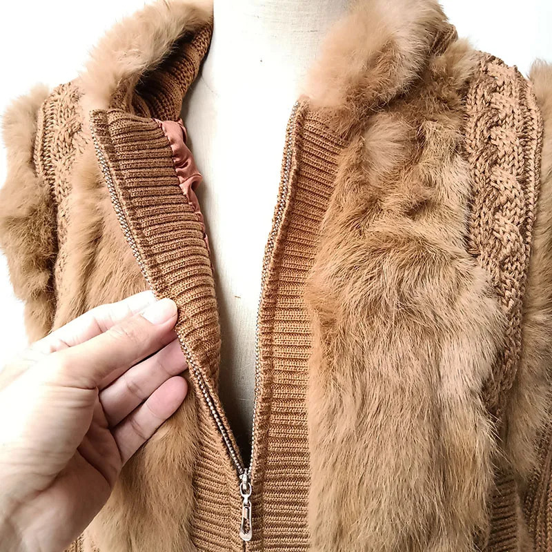 Women Winter Real Rabbit Fur Coat With Hood Long Sleeve Fashion Warm Female Hooded Genuine Jacket Outwear 250115