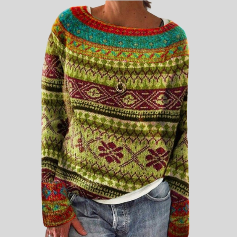Hot-selling European and American style new sweater women's round neck color matching loose fashion pullover knitted sweater