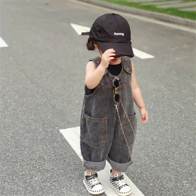 Children Clothing Kids Pants Korean Style Spring and Summer Fashionable Girls Retro Denim Suspenders Baby Cute Jumpsuit 250117