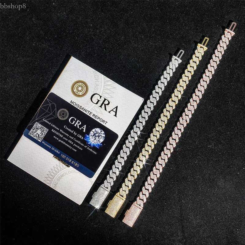 10mm S Sier Iced Out Necklace For Women Men Jewelry Pass Tester Moissanite Cuban k Chain Necklaces GRA