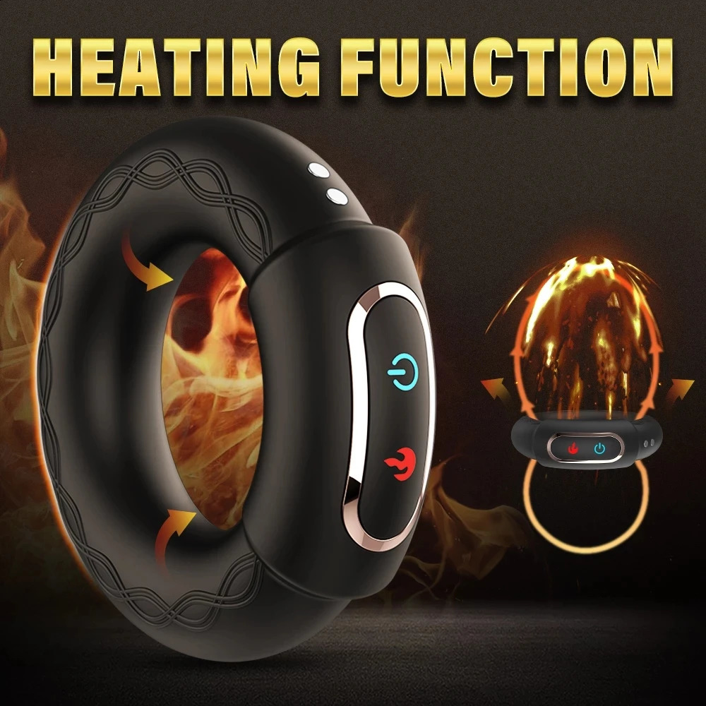 Heating Cock Penis Vibrating Ring for Man Cockrings Male Delay Ejaculation Massager Long Lasting Erection Sex Toy Vibrator 250108