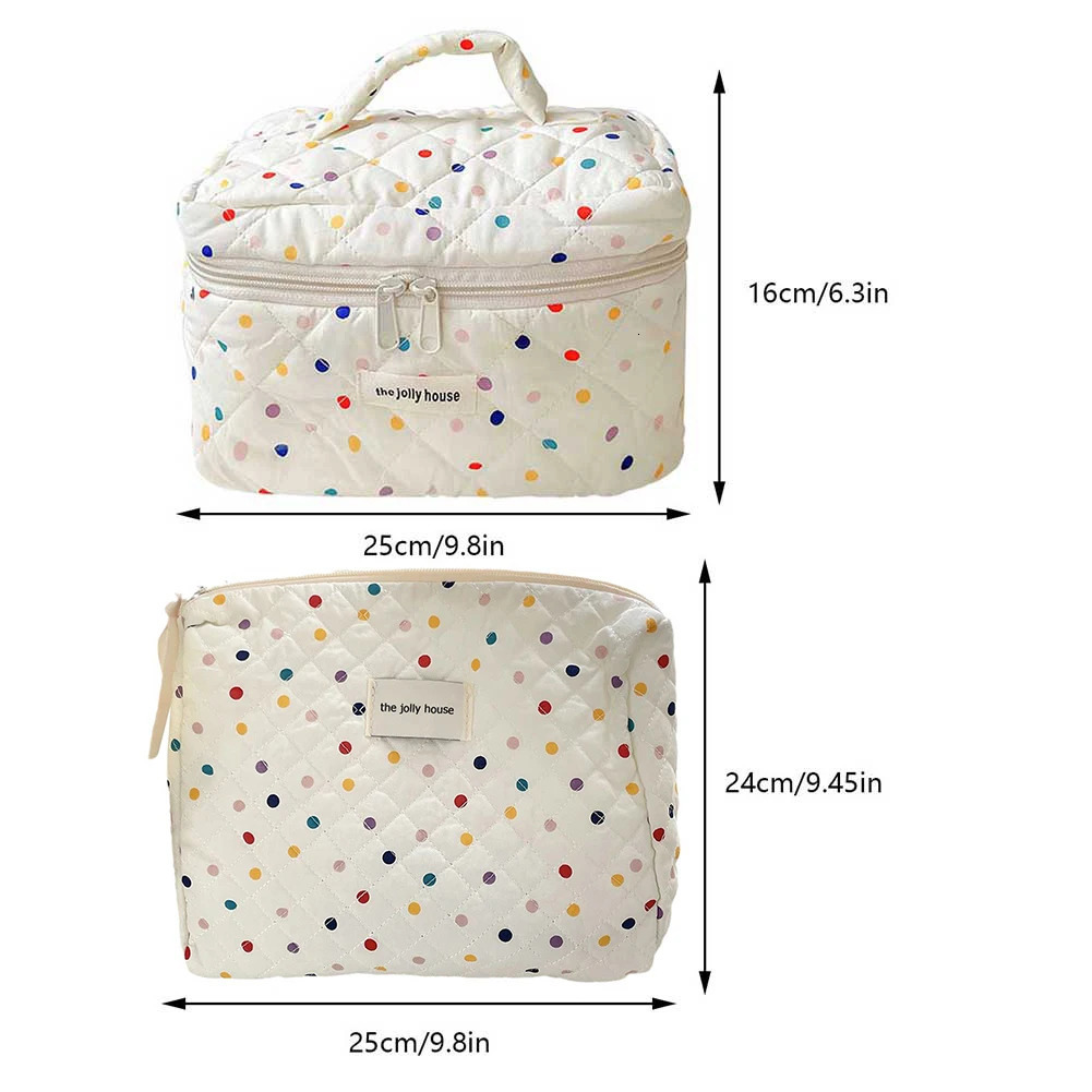 Colorful Polka Dots Cosmetic Zipper Pouch Large Capacity Toiletry Bag Makeup Organizer Storage Bag for Women and Girls250114