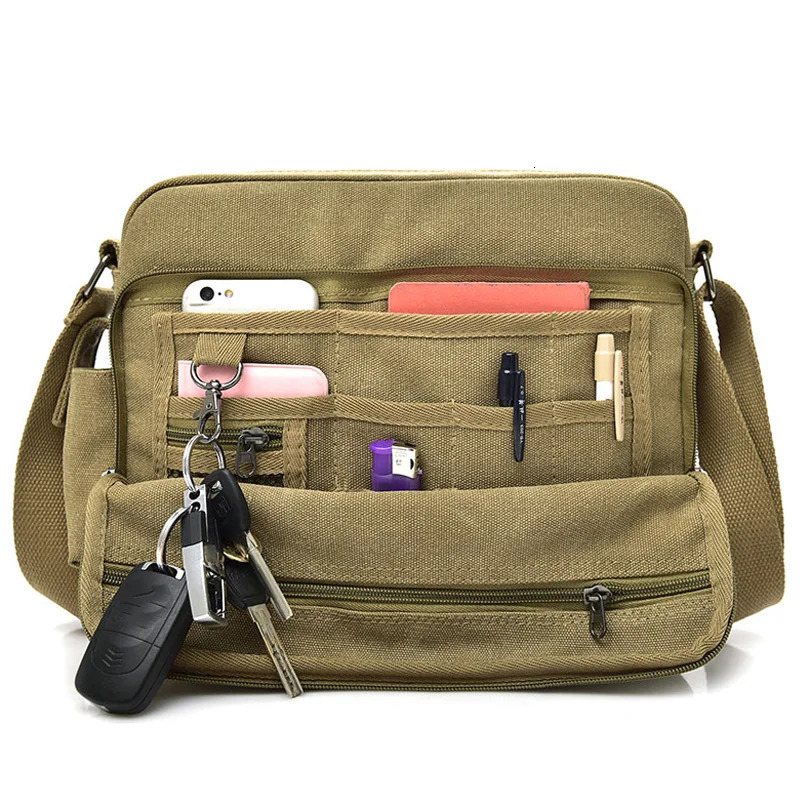Canvas Bag Men Vintage Cross Body Shoulder Bag Multifunction Casual Travel Messenger Wallet Bolso Outdoor Travel Bag Briefcases 250120