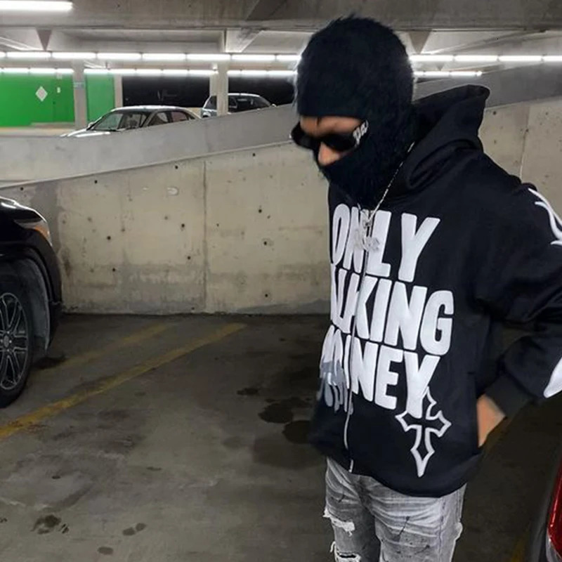 BIG PROMOTION Y2K Europe and America AutumnWinter Flame Letter Printing Casual Hoodie Street Hip Hop Cardigan Zipper Coat Men 250109