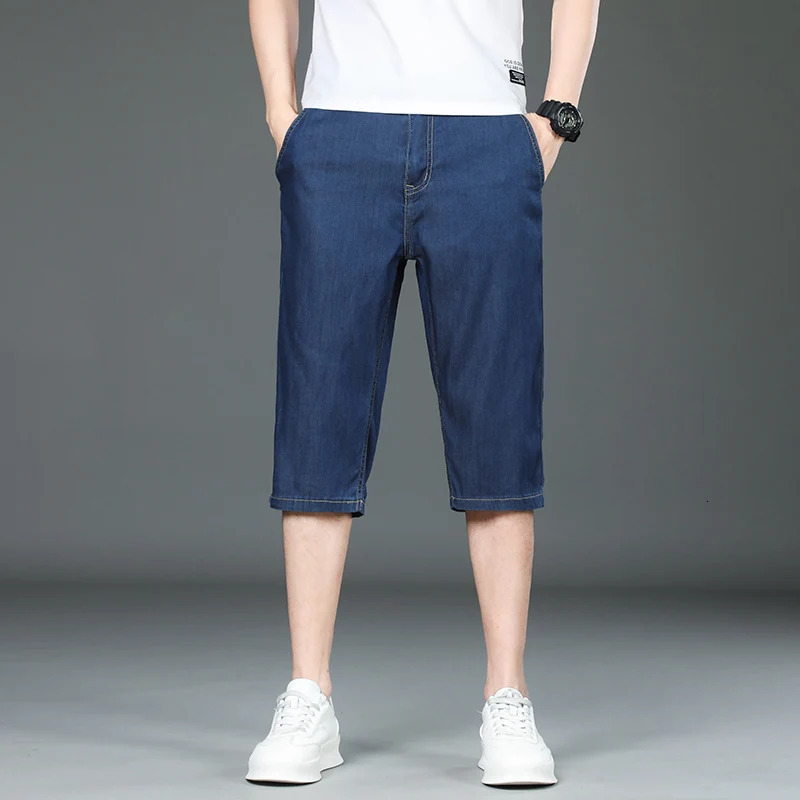 Casual Mens Denim Shorts Summer Thin Comfortable Solid Color Classic Straight Baggy Denim Pants Male Cropped Short Pants 250117