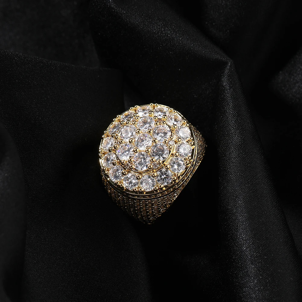 THE BLING KING Womens Round Cut CZ Stone Ring Iced Out Fllower Cluster High Quality Engagement Wedding Big Rings Jewelry 250121