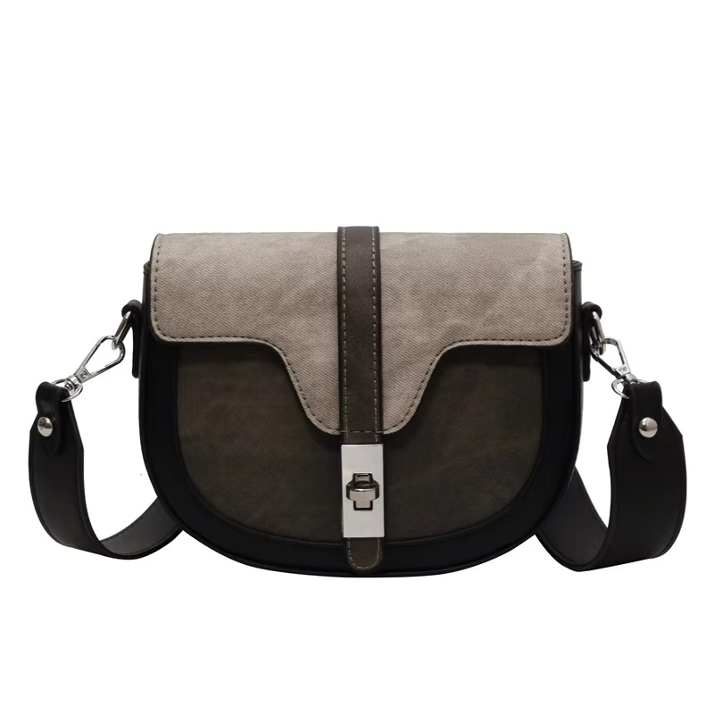 Spring 2024 Designer Hit-Color England Style Saddle Small First Layer Cowhide Leather Women Shoulder Crossbody Bag