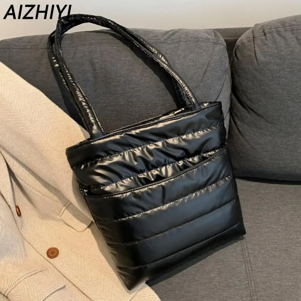 Puffer Tote Bag for Women Puffy Shoulder Bag Winter Large Capacity Cotton Down Padded Handbag Purse Lightweight Shopping Bag 250113