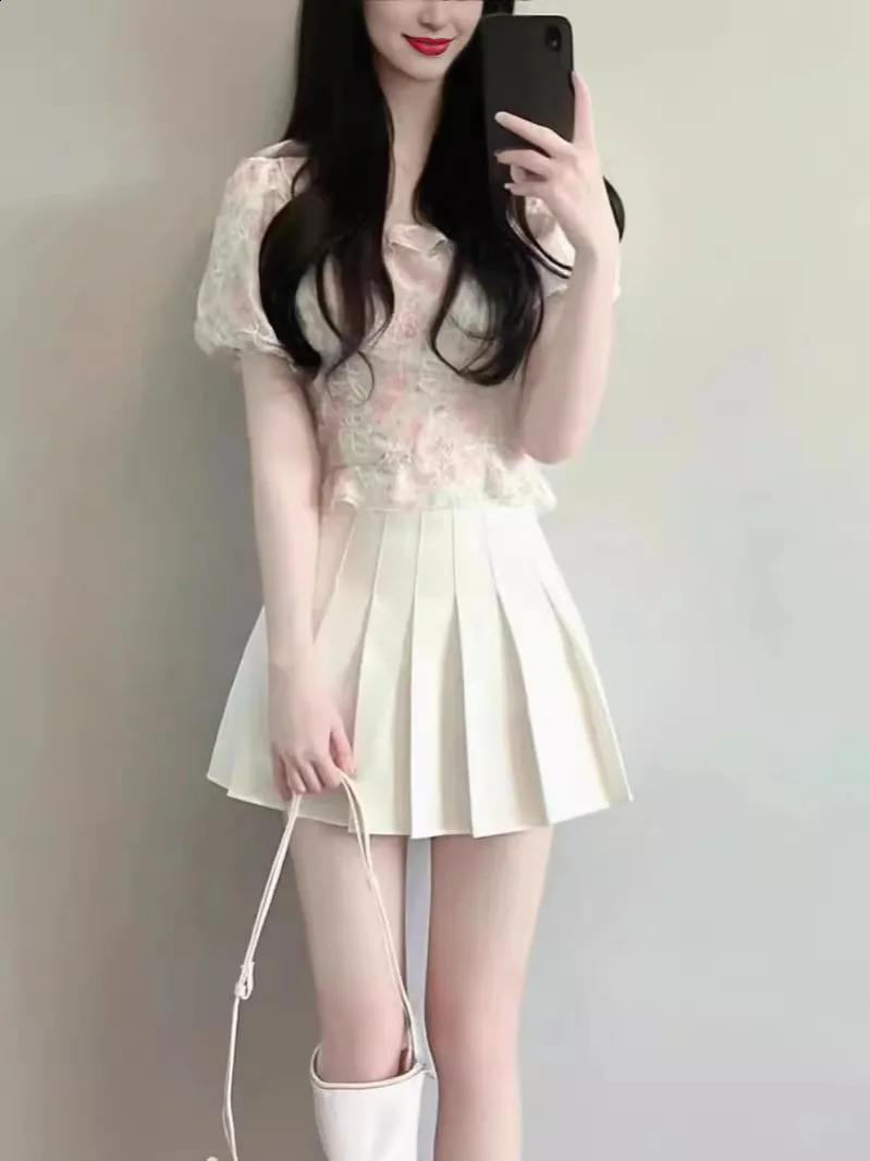 Women Pleated Skirt High Waist ALine Mini School Girl JK Uniform Skater Tennis White Plus Size 250121