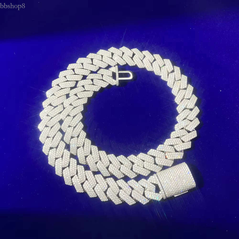 Men Iced Out Hip Hop Jewelry Factory Price 8mm 10mm 12mm Width Solid Sier Moissanite Cuban k Chain Necklace