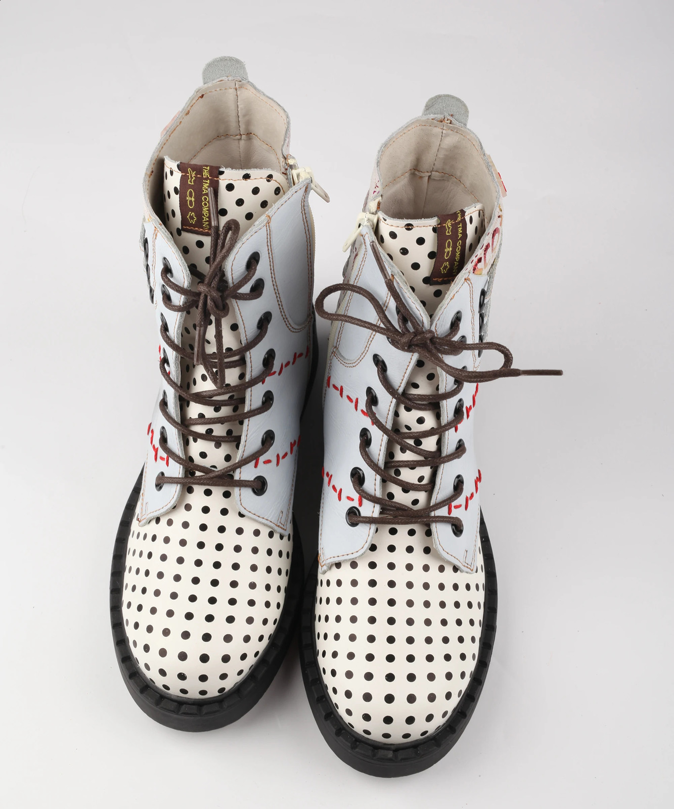 Super Season Spring Womens Polka Dot Fashion Square Heel Leather Boots Winter 250117