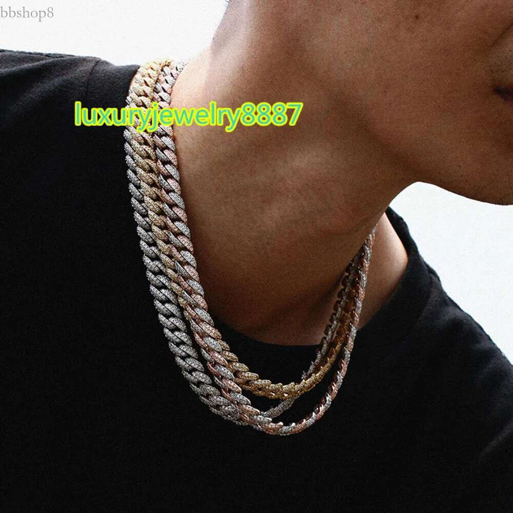 10mm moissanite stone sterg sier S hip hop fashion cuban chain