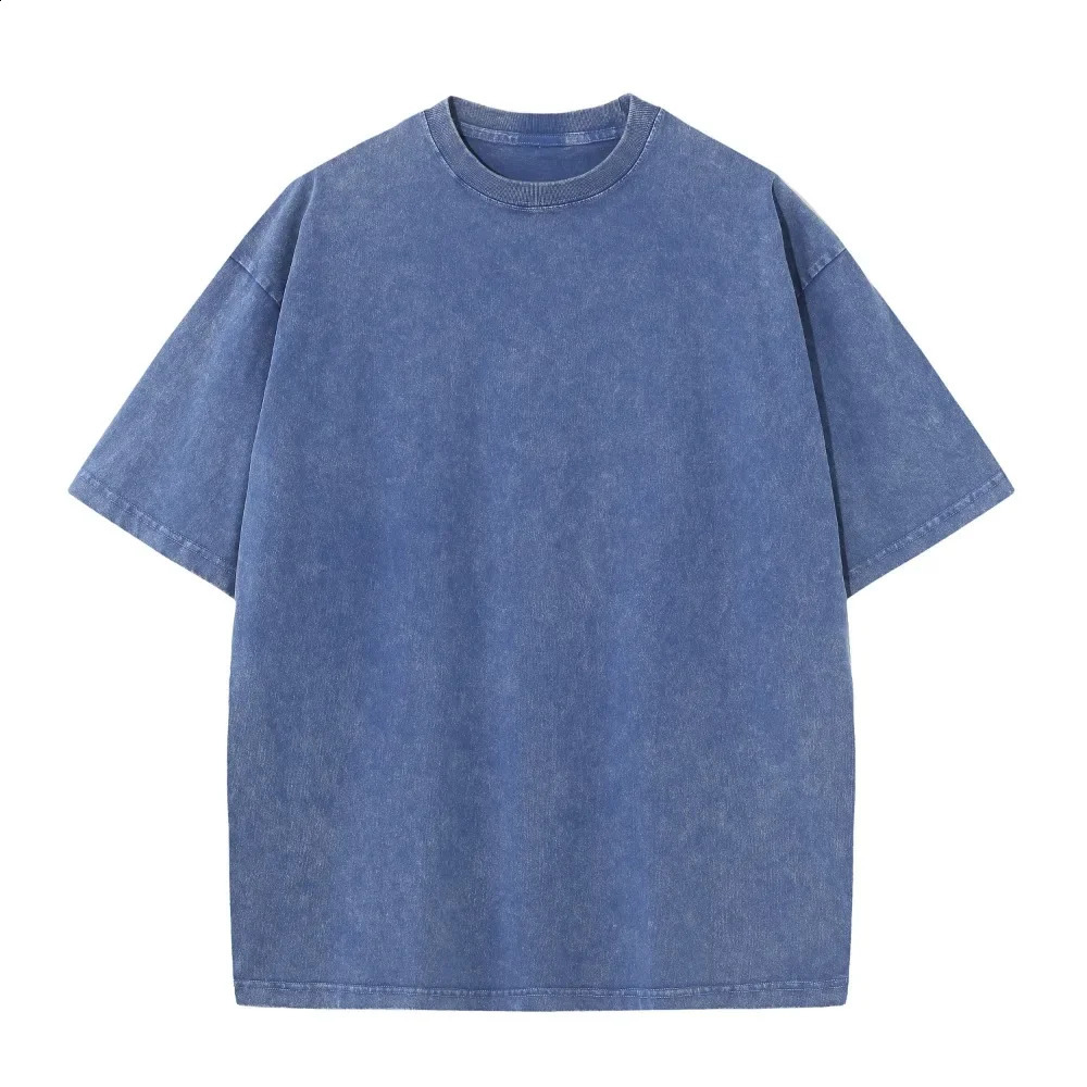 230G Cotton American Vintage Large Size T Shirts Men Summer Trendy Clothes Washed Distressed Tees Casual Short Sleeve Male Tops 250122