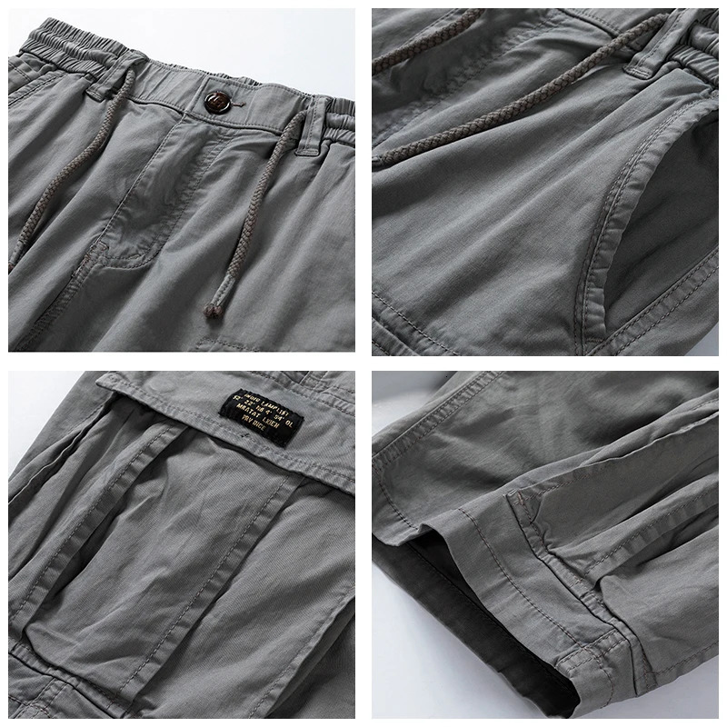 mens summer cotton military tactical cargo shorts fashionable khaki multi pocket casual shorts loose military shorts mens 250117