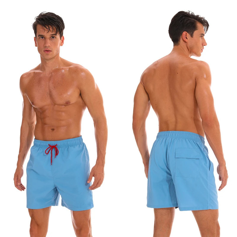 Summer Swimming Shorts Men Nylon Quickly Dry Hombres Short Solid Color Beach Pants Swimwear Surfing Sportswear 250121