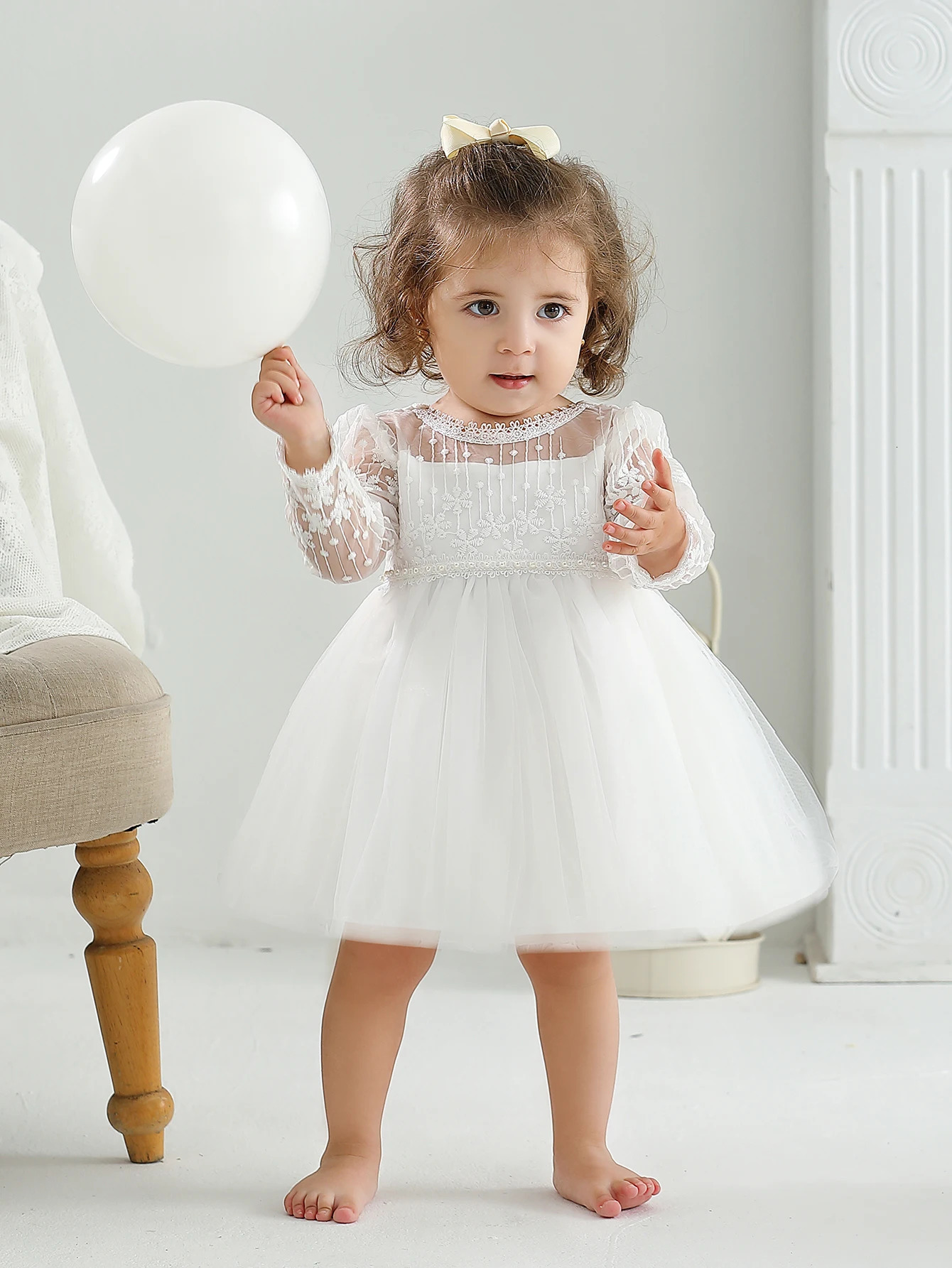Baby Christening Stuff Dress Girls Party Birthday Wedding Princess White Dresses for Woman 250117