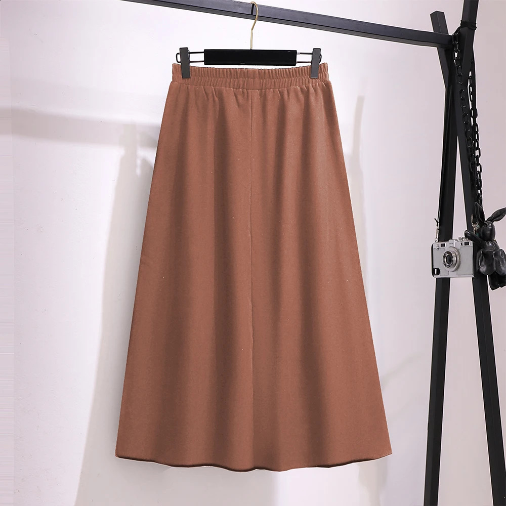Plus size womens autumn casual skirt solid color simple matching n polyester fabric loose comfortable special clearance 250121