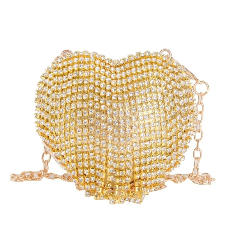 Chain Acrylic Set with Diamond Women Clutch Bag Fashion Hand Bag Heart Metal Tassel Evening Clutch for Party 250122