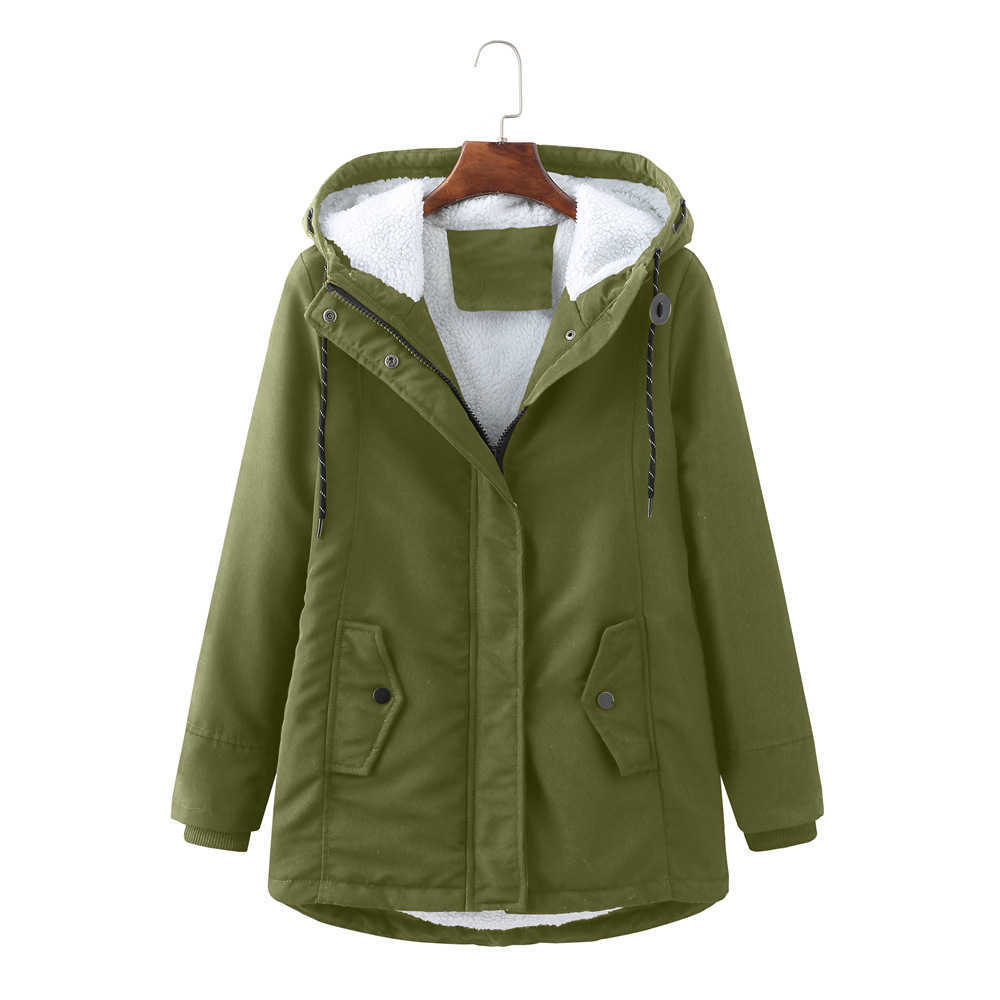 European Womens Hooded Plush Overcomes Winter Warmth And Waist Closing Womens Cotton Padded Clothes Womens Leather Womens Jacket 241209