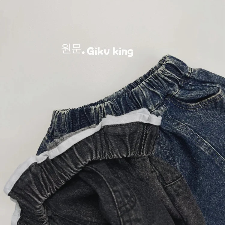 Spring Children Vintage Denim Trousers Toddler Boys Girls Loose Straight Leg Pants Kids Fashion Casual Versatile Jeans 250115