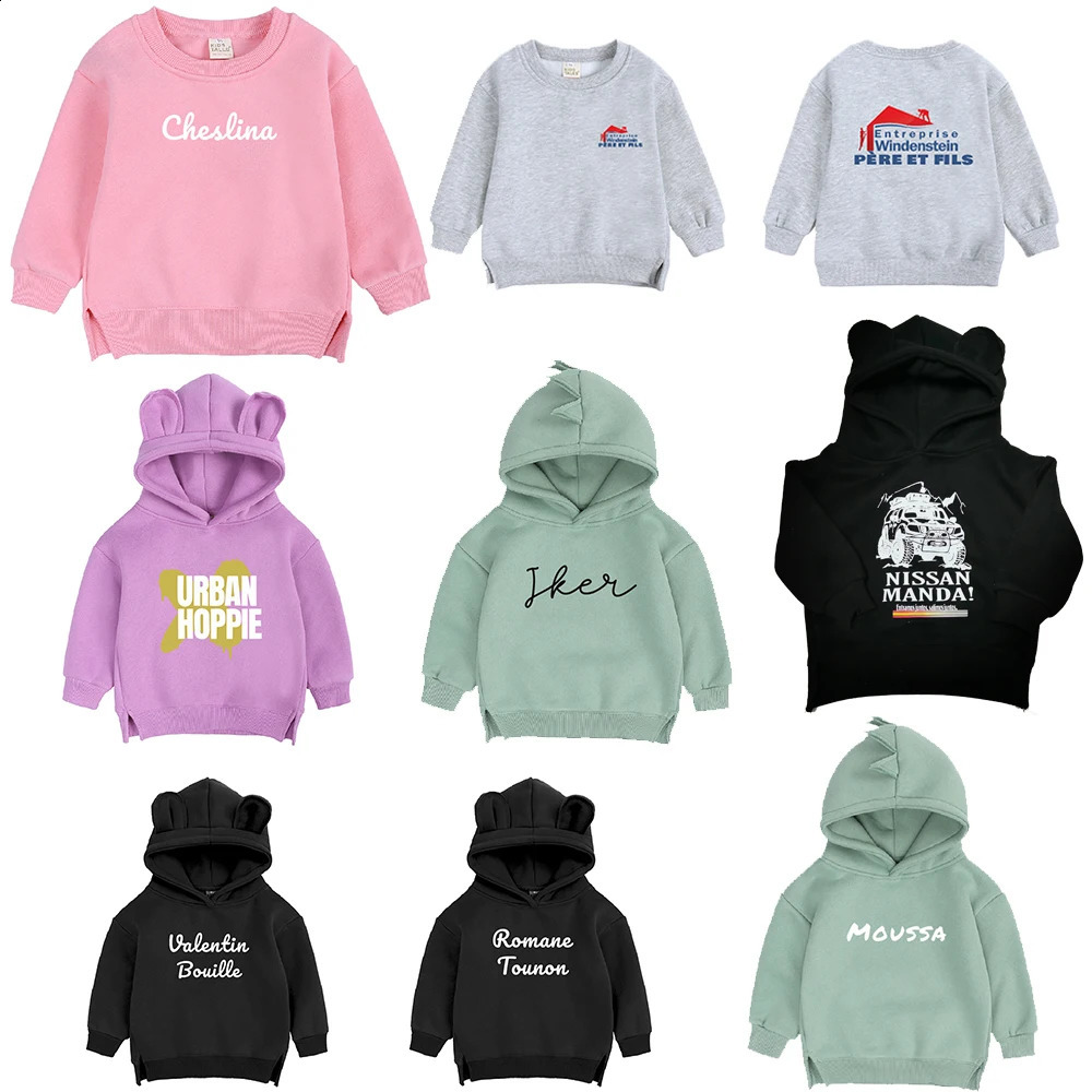 Custom Family Match Mom Kids Bear Hooded Sweatshirt Fleece Spring Warm Clothes Baby Boys Girls Thick Personalized Tracksuit 250121