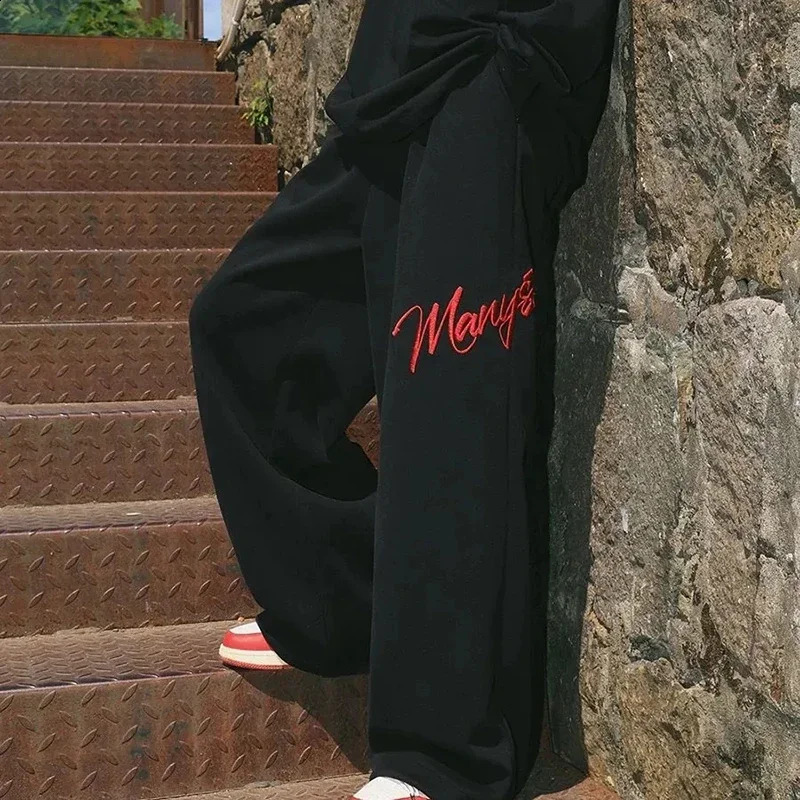 y Hip Hop Loose Pants Women Fashion High Waist Lazy Straight Trousers Lace Up Solid Jazz Dance Jog American Sweatpants 250122