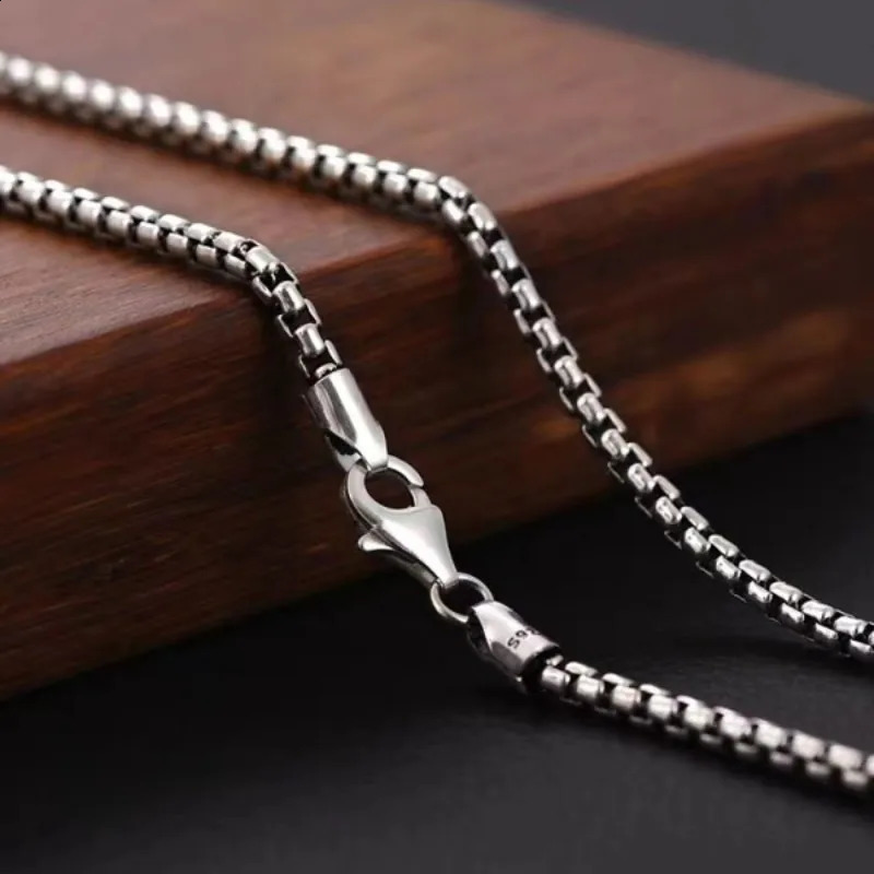 BOCAI Wholesale M 100% Solid S925 Pure Silver Round Snake Bone Sweater Chain Fashion Man Necklace 250120