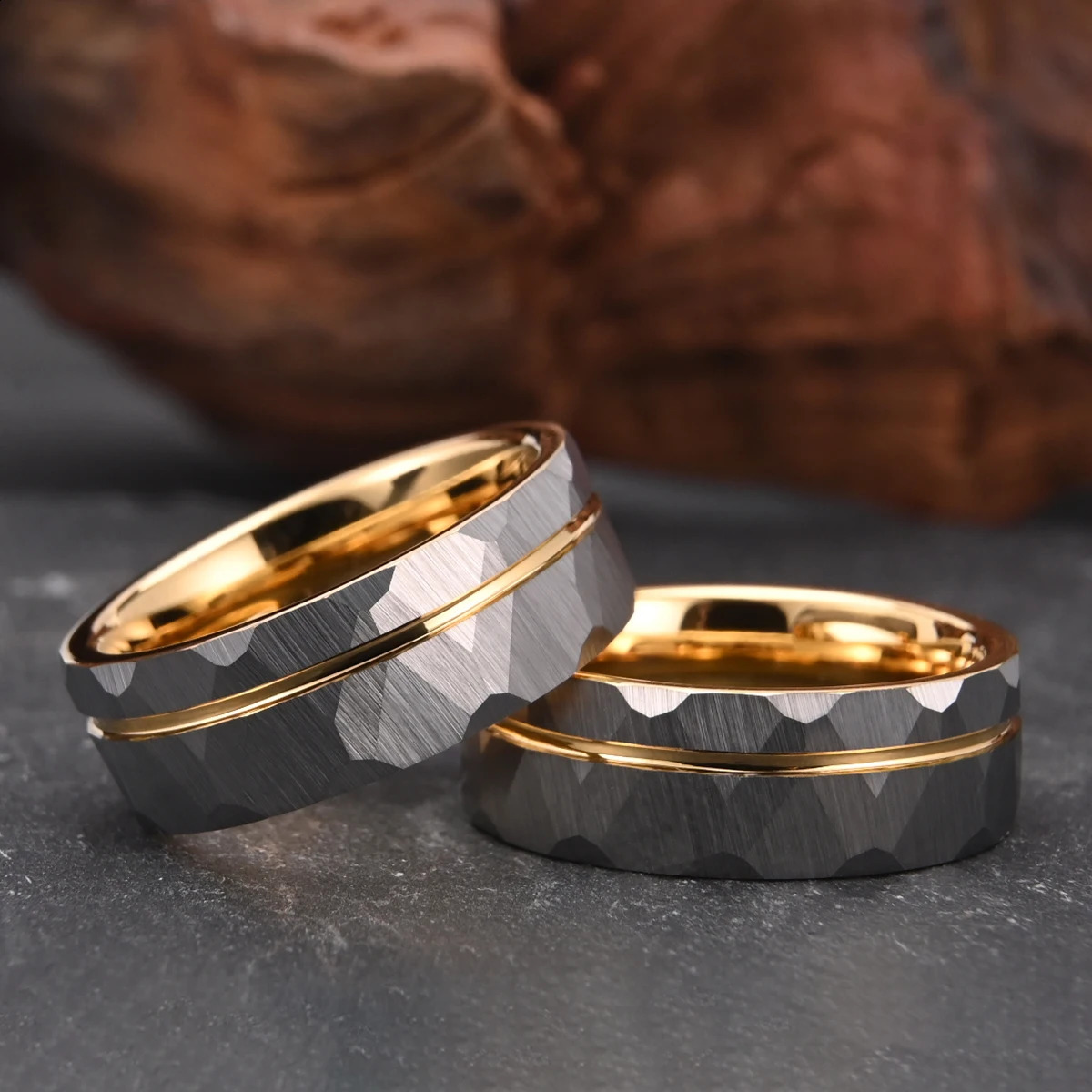 Tungsten Carbide Mens Rings Womens Rings 8mm Gray Lot Flower Mens Engagement Rings Golden Groove Frosted Comfort Fit 250117