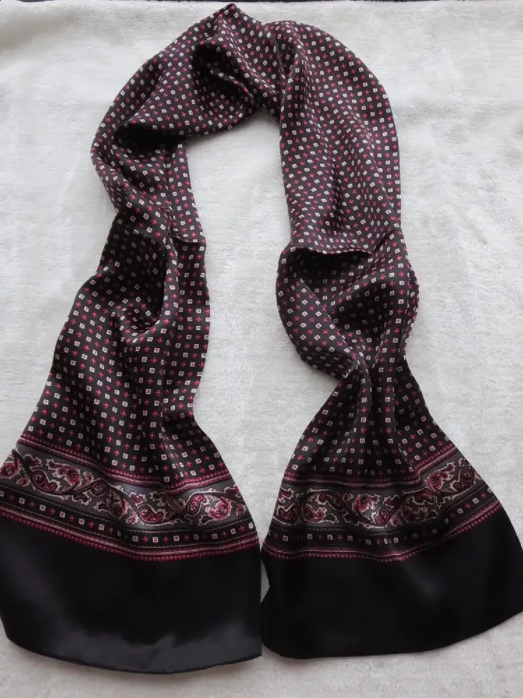 Mens Mulberry Silk Scarf Double Layer Long Neckerchief Office Business Cravat Blue Black Red 250117