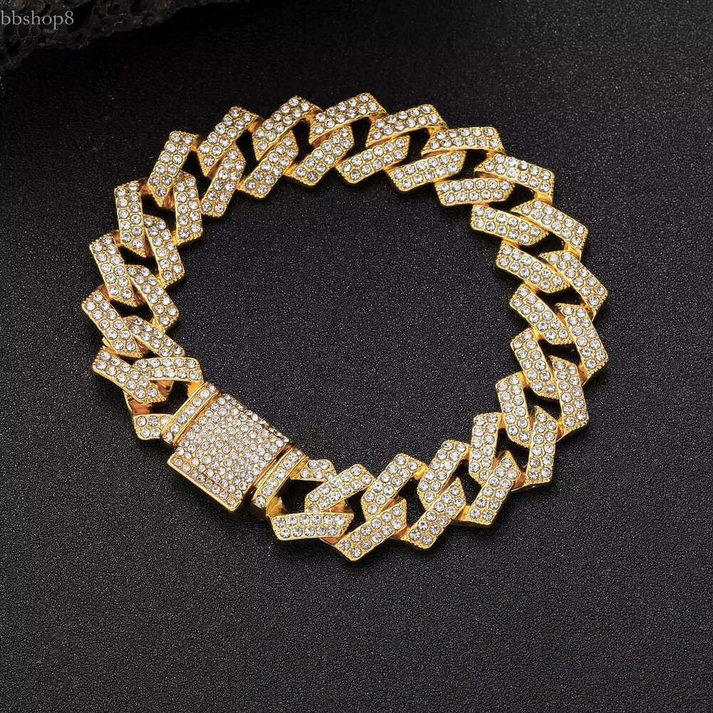European American Male Hip Hop Necklace 14mm Pink White Dia Cuban k Clavicle Chain