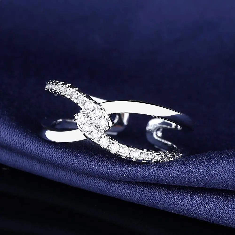 925 Silver Women Stackable Ring Engagement Wedding Fashion Rings Anniversary Gift Sparkling Pave CZ Polished Lines 250121