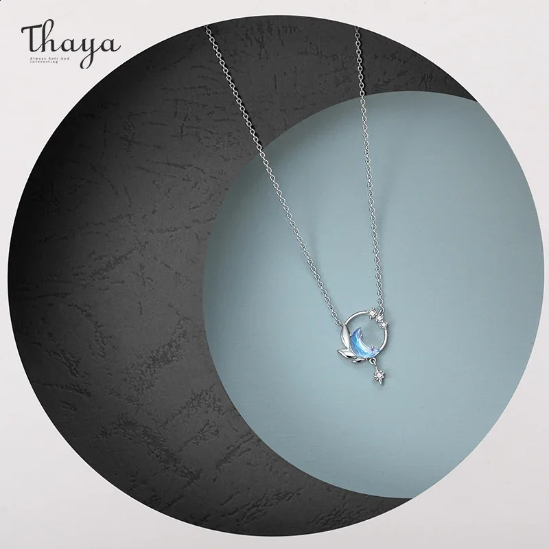 Thaya Original 405cm Moon Pendant Necklace Crystal Silver Necklace For Women Fashion Chorker Elegant Fine Jewelry Gift 250117