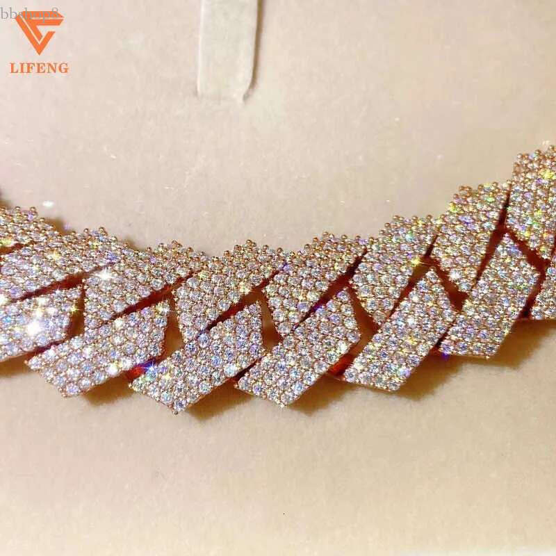 High Quality Hip Hop VVS Moissanite Custom Sparkg Rose Gold Jewelry Ice Out Of Cuban Bracelet