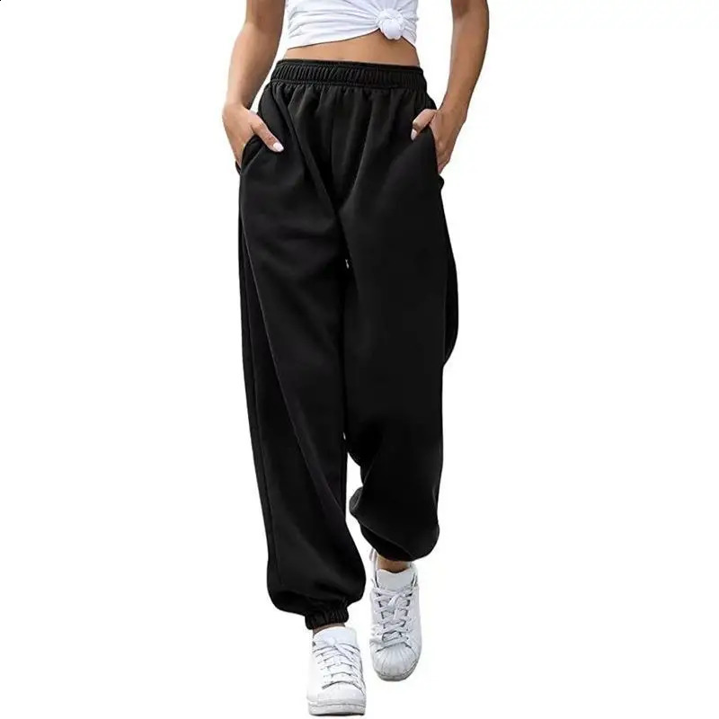 Womens Fashionable High Waisted Casual Sports Versatile Sweatpants with Ankle Cuffs 250108