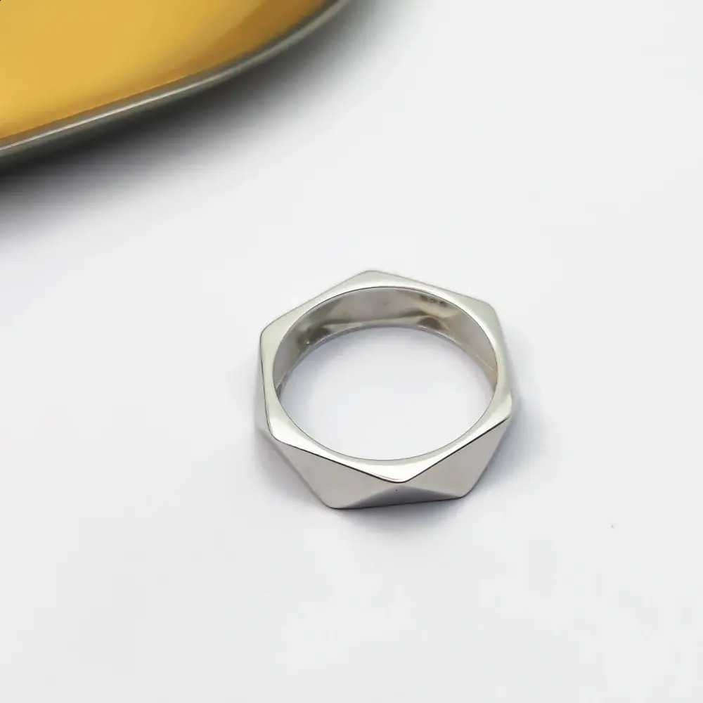 HESHI 925 Sterling Silver Smooth White Simple Triangle Line Rings for Men Women Couple 250117