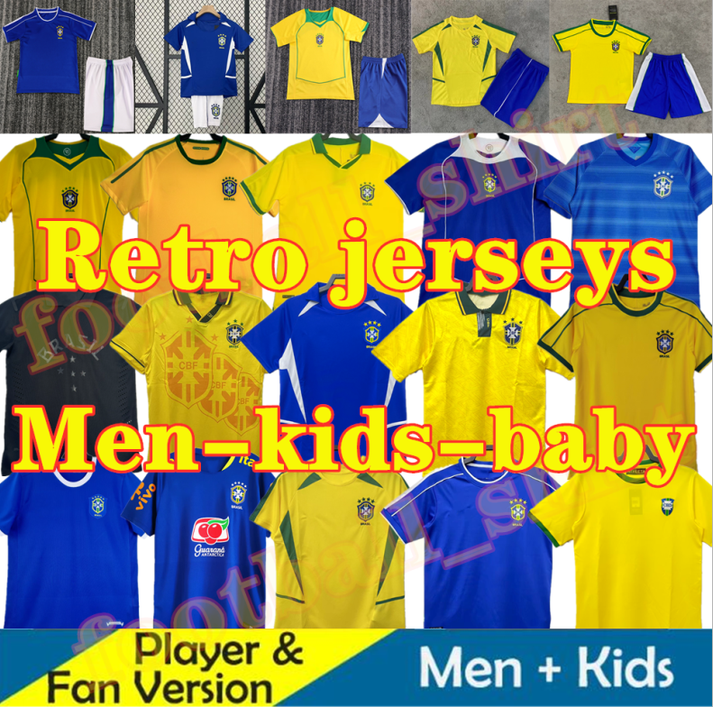 1988 1998 Brasil Retro Ronaldo Men kids PELE soccer jerseys 2002 Carlos Romario Ronaldinho shirts 2004 1994 BraziL NEYMAR JR RIVALDO ADRIANO KAKA 2000 2010 football