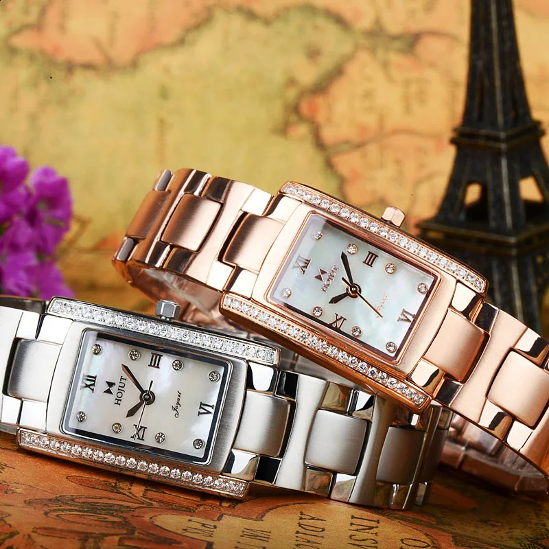 Classic square waterproof stainless steel material womens quartz watch 250707