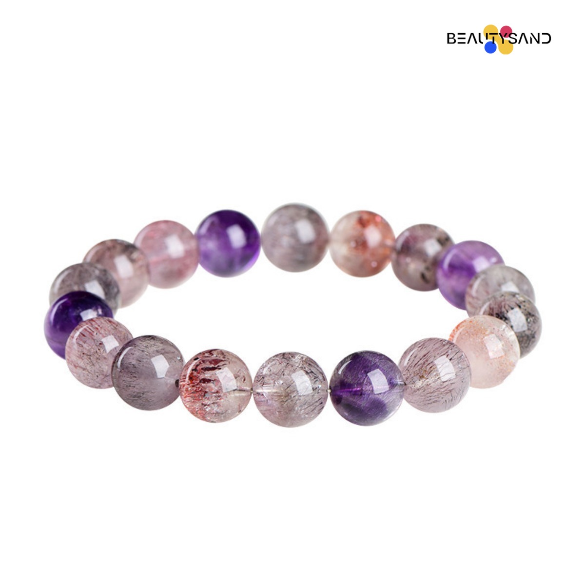 Feng Shui Crystal Pendulum 7A Natural Ice Quartz Super Seven Round Beads Bracelet Purple Titanium Crystal Amethyst Aura Cleansing Bracelet Factory Dir