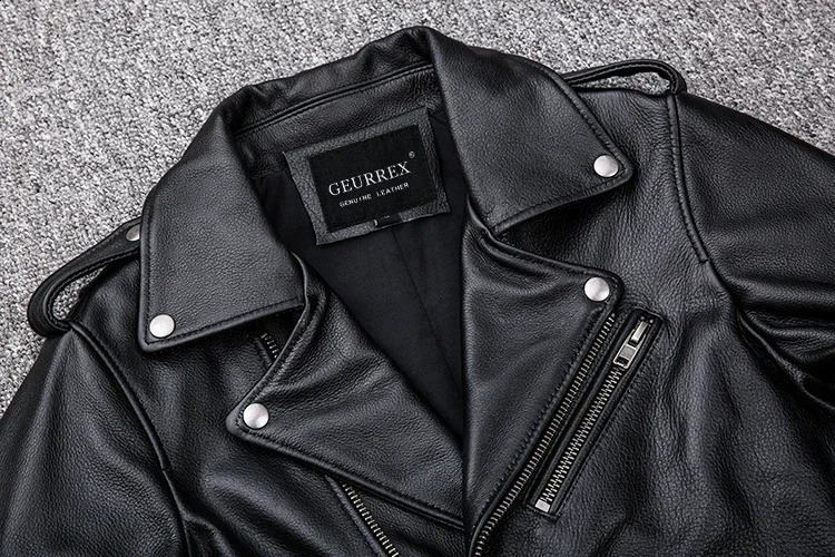 Spring Classical Motorcycle oblique zipper Jackets Men Leather Jacket Natural Calf Skin Thick Slim Cowhide Moto Jacket man 250120