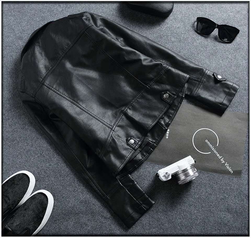 Fashion Leather Jacket Women Turn Down Collar Short Coat Zipper Long Sleeve In Jackets Chic Streetwear Motorcycle Tops 250122