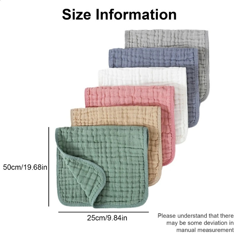 Pack of 6pcs Cotton Bib Baby Burp Cloths Soft Absorbent Face Towel Shoulder Pad 6-layer for Drooling and Teething A2UB 250114