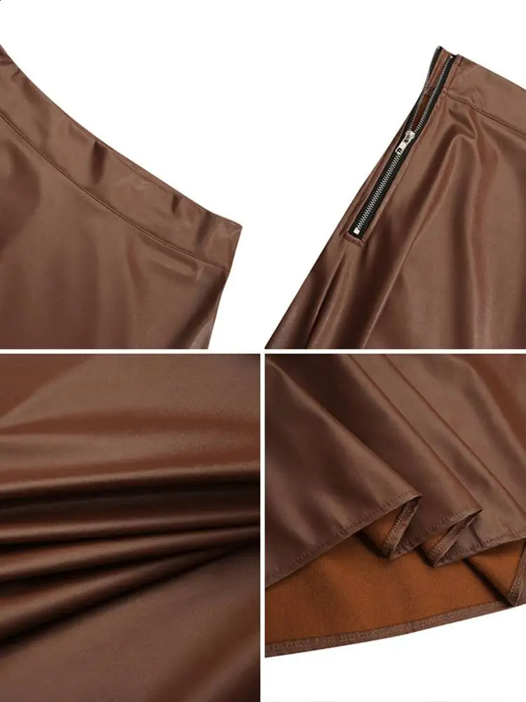 Fashion Solid Mujer Faldas ZANZEA PU Leather Maxi Skirts Womens Elegant OL Long Saias Casual High Waist Zipper Jupe Femme 250117