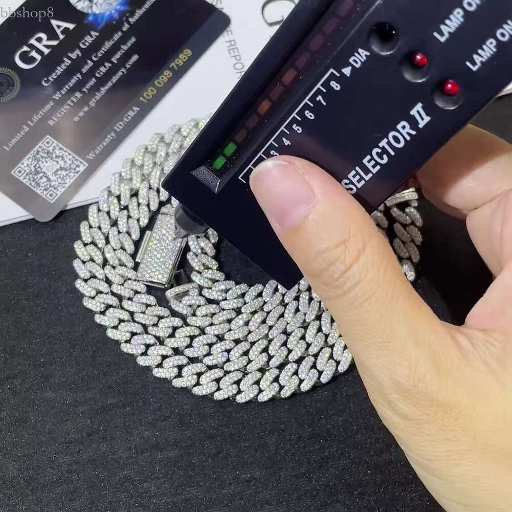 Hot Sale 8mm GRA Certified Moissanite Dia chain Sier 6 78inches 16 18 20 24 inches moissanite Cuban Necklace
