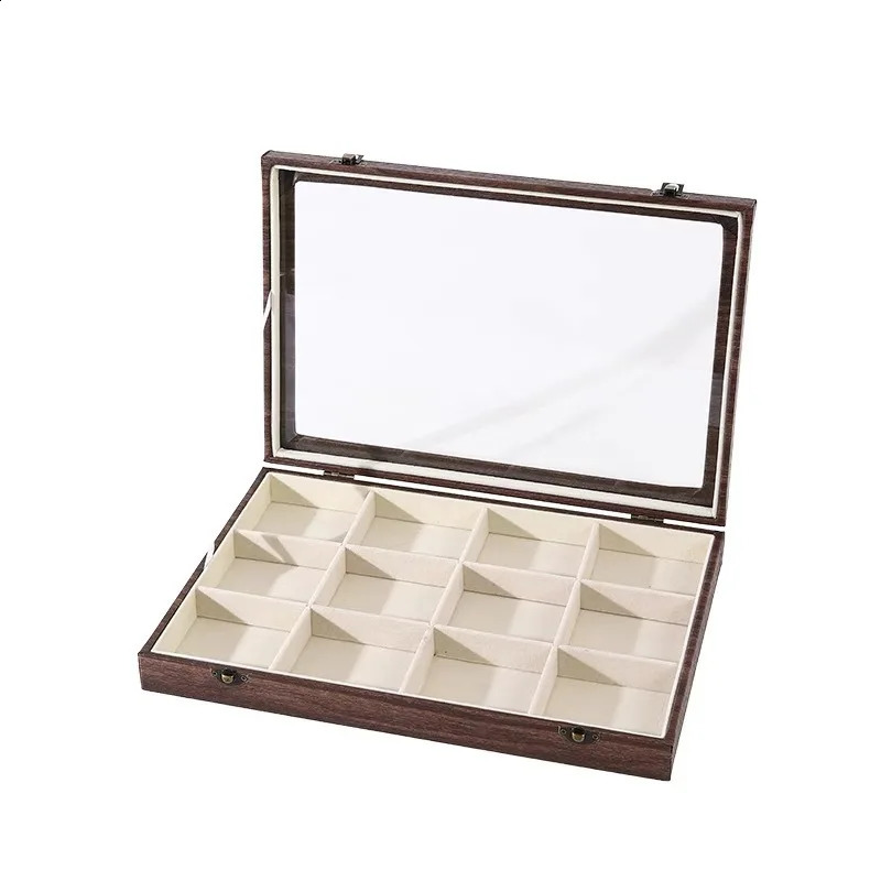 Large Capacity Wooden Pattern Jewelry Storage Box Dustproof Cover Earring Ring Necklace Storage Case For Precious Metals 250117