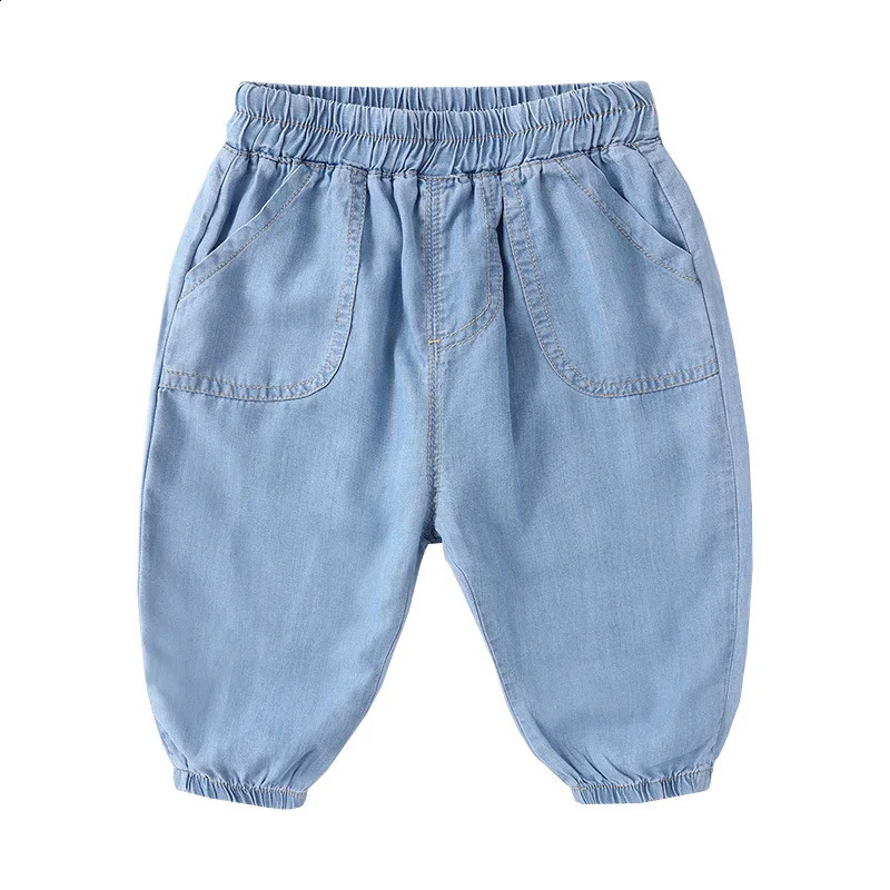Ins Infant Baby Girls Denim Pants Cotton Solid Elastic Waist Toddler Girl Jeans Thin Cool Anti-mosquito Little Girl Jogger Pants 250115