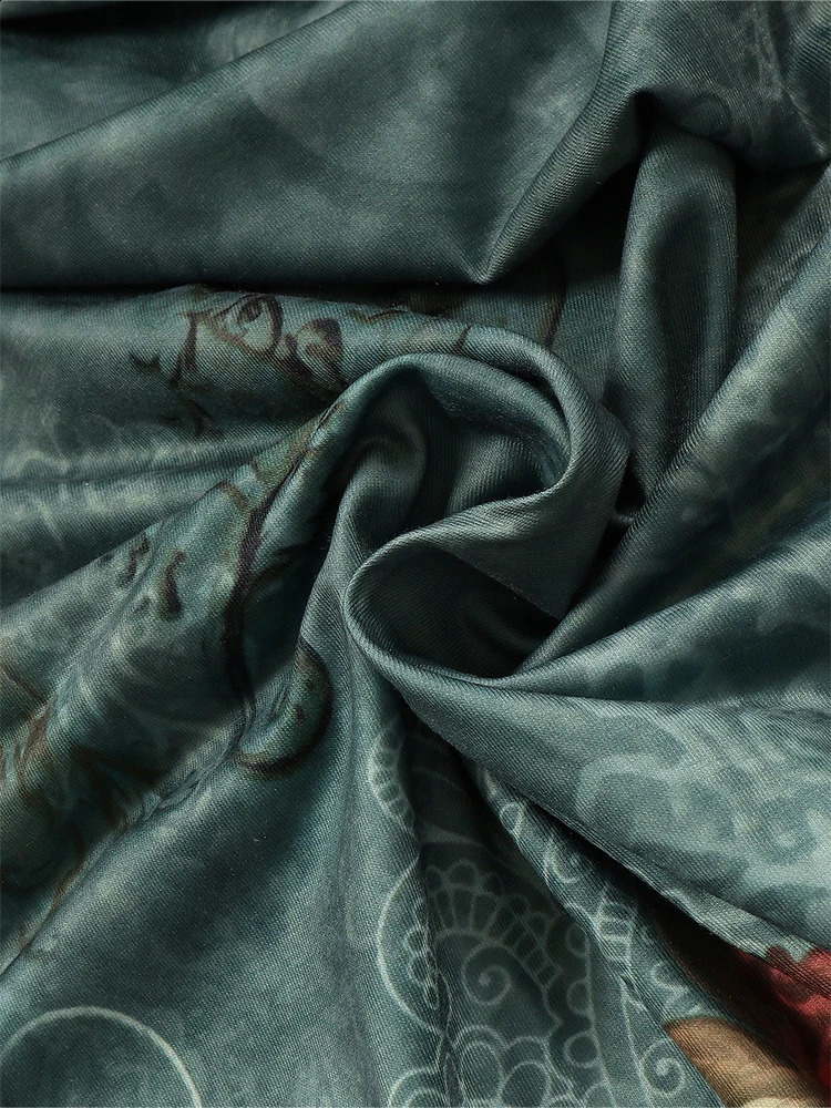 Summer Womens V-Neck Split Sleeve Button Dress V-Neck Printed Pattern Pleated With Pockets Maxi Dresses 250122